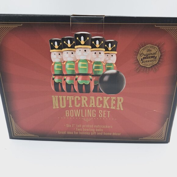 Christmas Holiday Nutcracker Bowling Set 7" Tall Nutcrackers & 2 Bowling Balls - Picture 7 of 9